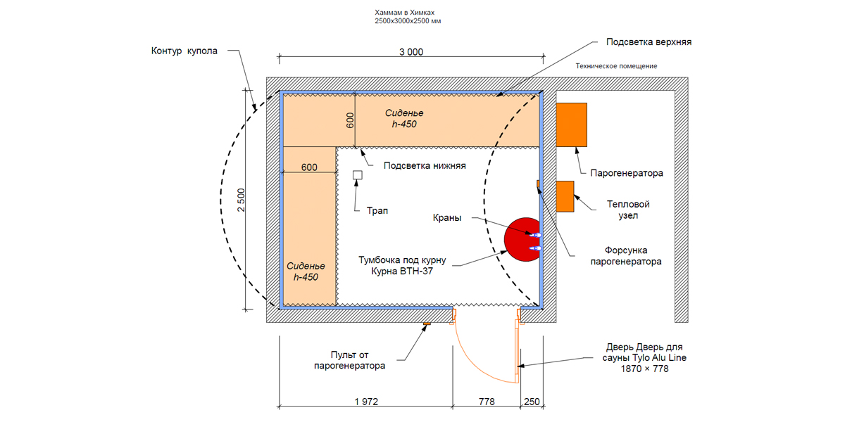 Стильный хаммам в квартире — 95 градусов