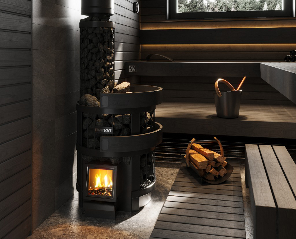 Современная баня с дровяной печью