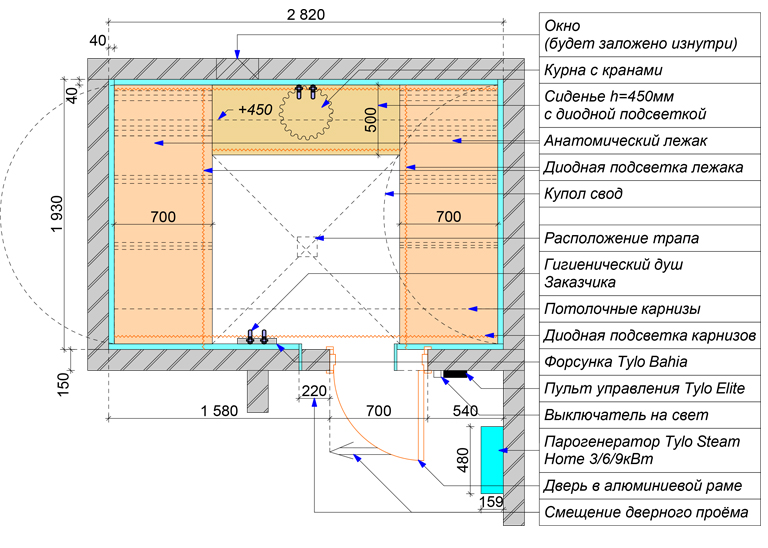 Турецкая баня, 14 м³