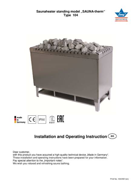 Ewald Lang Sauna-therm Typ 104, cтраница 1