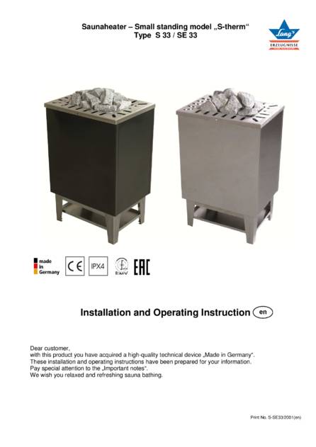 Ewald Lang S-therm Typ S 33, SE 33, cтраница 1