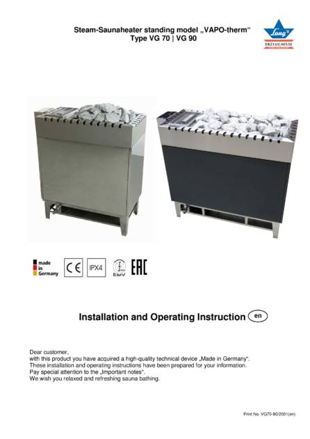 Ewald Lang Vapo-therm Typ VG 70, 90, cтраница 1