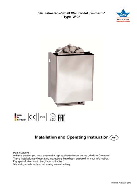 Ewald Lang W-therm Typ W 25, cтраница 1