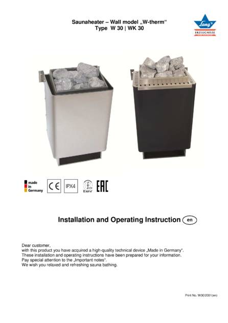 Ewald Lang W-therm Typ W 30, WK 30, cтраница 1