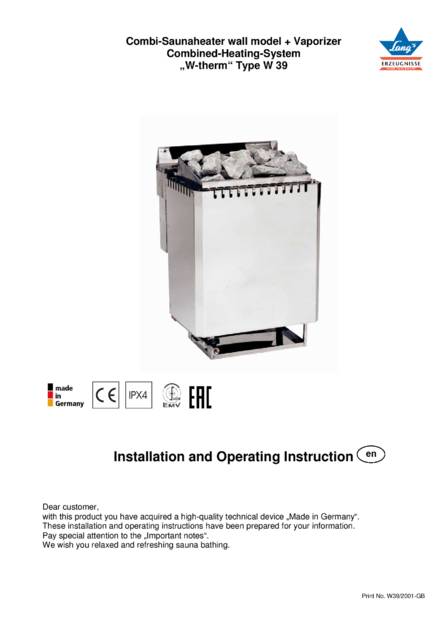 Ewald Lang W-therm Typ W 39, cтраница 1