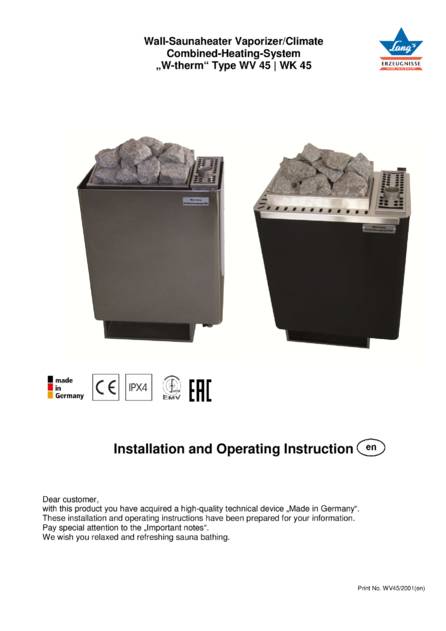 Ewald Lang W-therm Typ WV 45, WK 45, cтраница 1