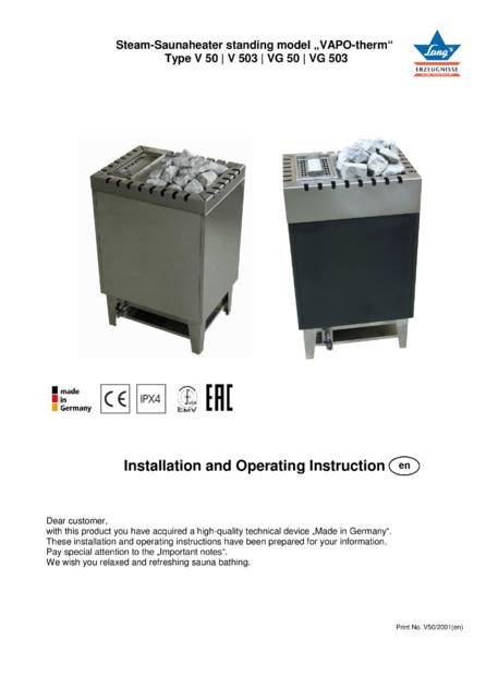 Ewald Lang Vapo-therm Typ V 50, 503, VG 50, 503, cтраница 1