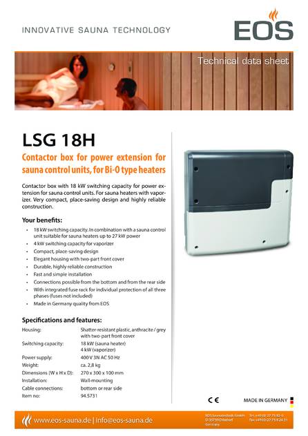 EOS LSG 18H, cтраница 1