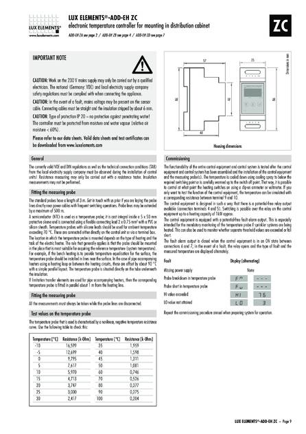 Lux Elements Tec ADD-EH ZA, ZB, ZD, ZC, cтраница 9