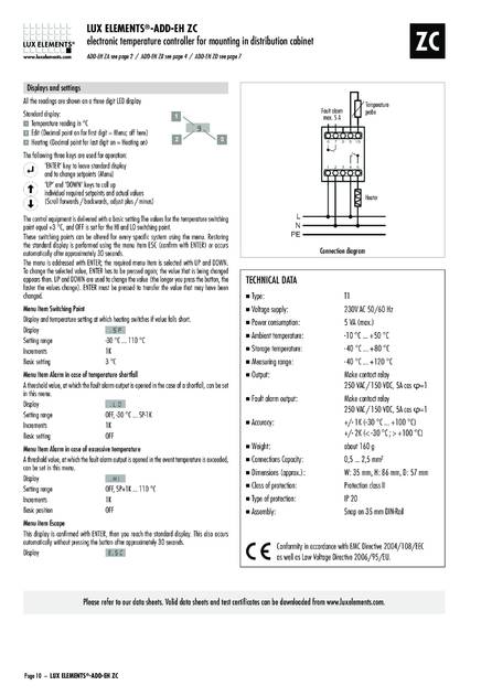 Lux Elements Tec ADD-EH ZA, ZB, ZD, ZC, cтраница 10