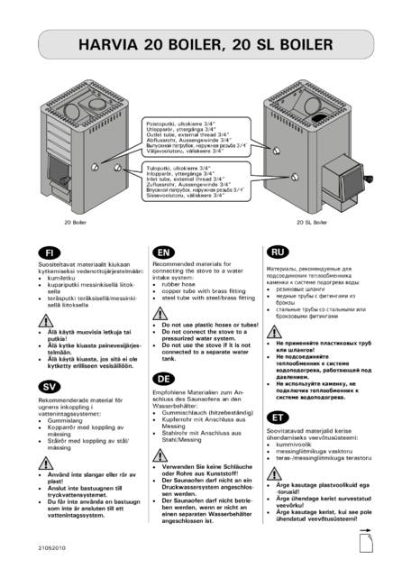 Harvia 20 Boiler, cтраница 20