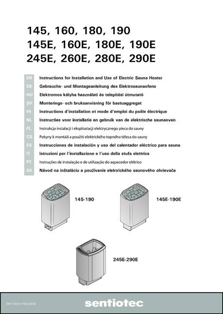 Sentiotec 145-190, 145E-190E, 245E-290E, cтраница 1