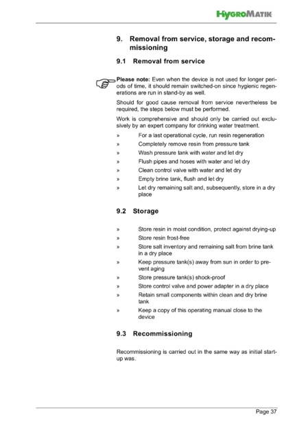 Hygromatik WaterLine Single, Double, DoublePlus, cтраница 37