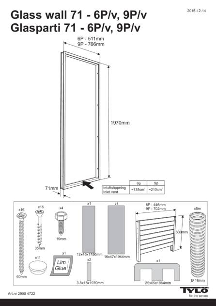 Tylo Tylo Glass wall Vent 71- 6P 9P, cтраница 1